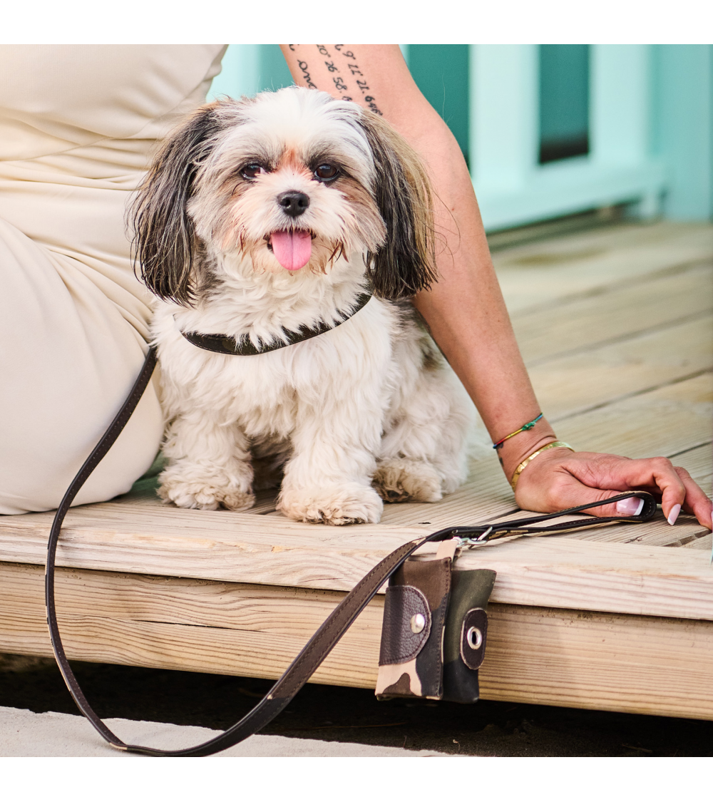 GUN dog leash mini bag, cotton with camouflage print Malucchi